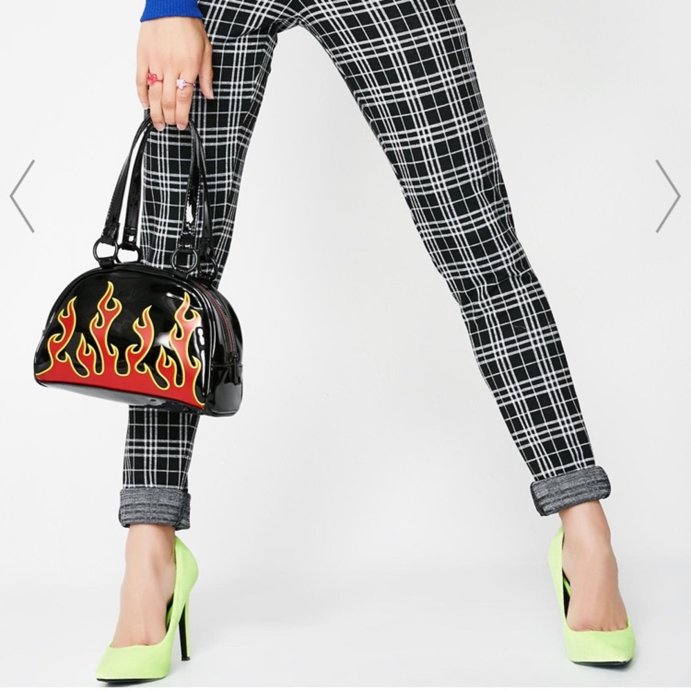 Worn once, black plaid cigarette pants size m asos